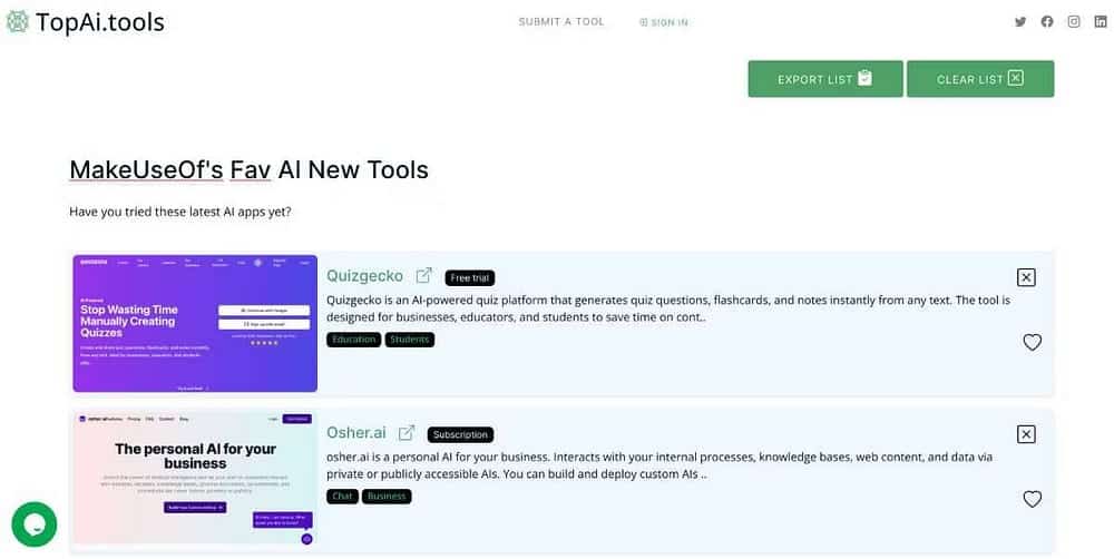صفحة الويب الرئيسية لـ TopAI.tools