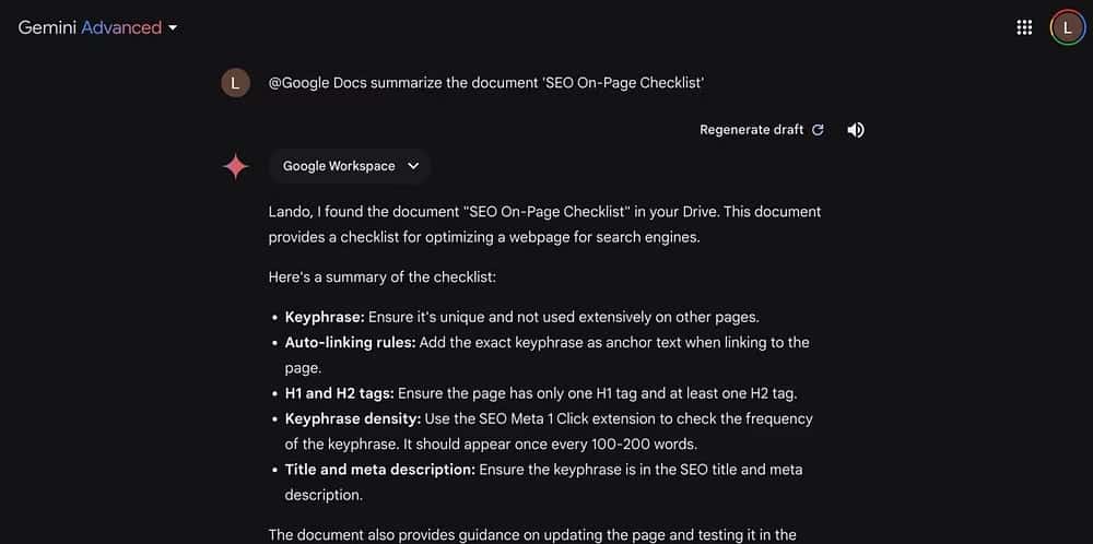 استخدام "مُستندات Google" في Gemini