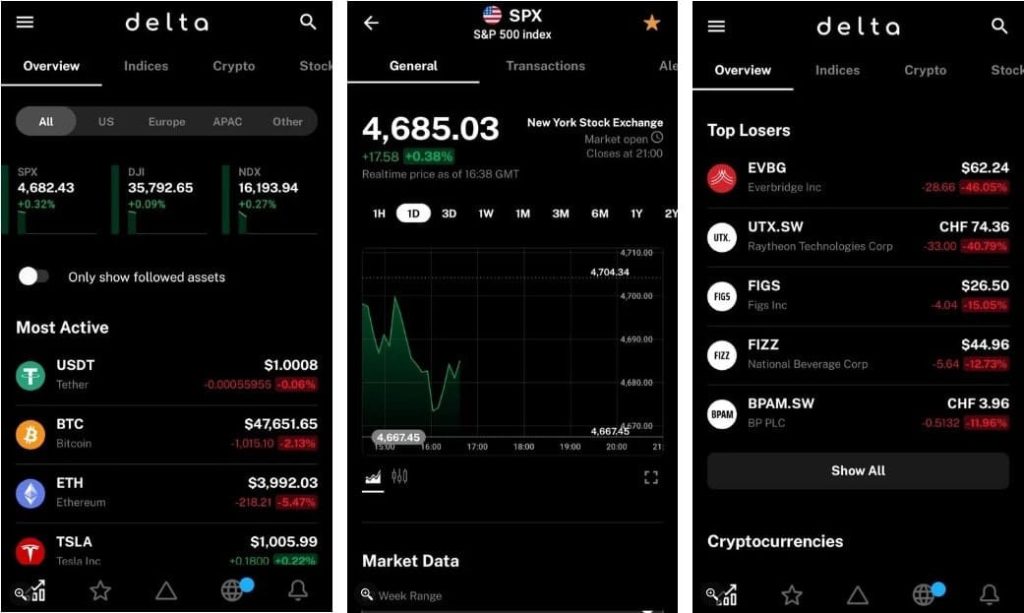 واجهة تطبيق Delta والميزات التي يُقدمها