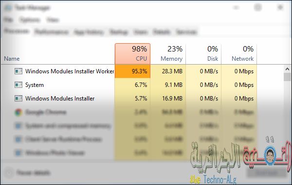 حل مشكل بطئ الكمبيوتر بسبب عملية Windows Modules Installer الذي تعمل في الخلفية - الويندوز