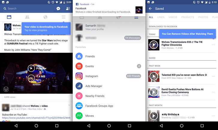 التحديث الجديد لتطبيق FaceBook يمكنك من مشاهدة الفيديوهات من دون انترنت - FaceBook