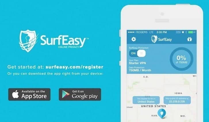 Application SurfEasy Android pour protéger votre vie privée lors de la connexion à des points d'accès Wi-Fi publics - Android