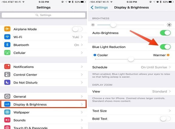 تفعيل الوضع الليلي Night Shift mode في هواتف الأيفون - iOS