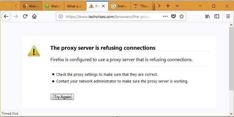 كيفية إصلاح خطأ رفض الخادم الوكيل الاتصال في Mozilla Firefox Quantum - شروحات