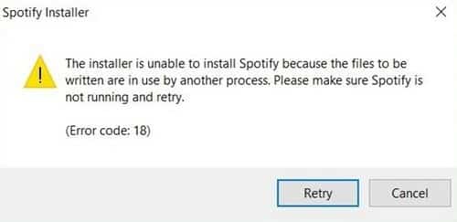 (تم حلها) كيفية إصلاح Spotify Error Code 18 : غير قادر على التثبيت - شروحات
