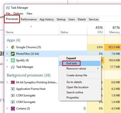 كيفية إغلاق التطبيقات غير المستجيبة في نظام التشغيل Windows 10 - الويندوز