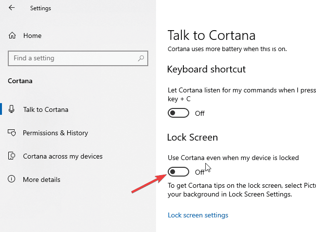 كيفية تعطيل أو تمكين Cortana على شاشة القفل في Windows 10 - الويندوز
