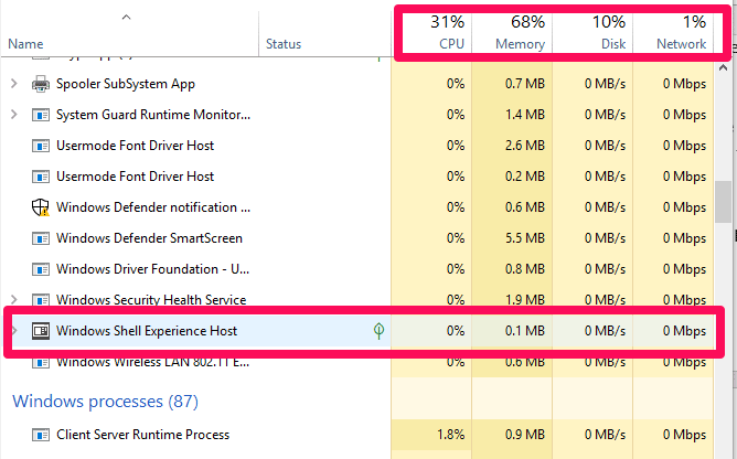 ما هو Windows Shell Experience Host ولماذا يستخدم الكثير من الذاكرة والتخزين؟ - الويندوز