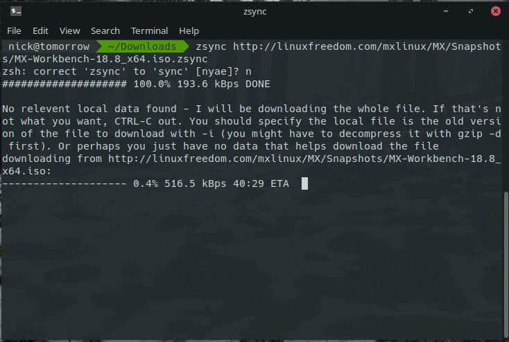 كيفية استخدام أداة Zsync لتحميل جزء من ملف في Linux - لينكس