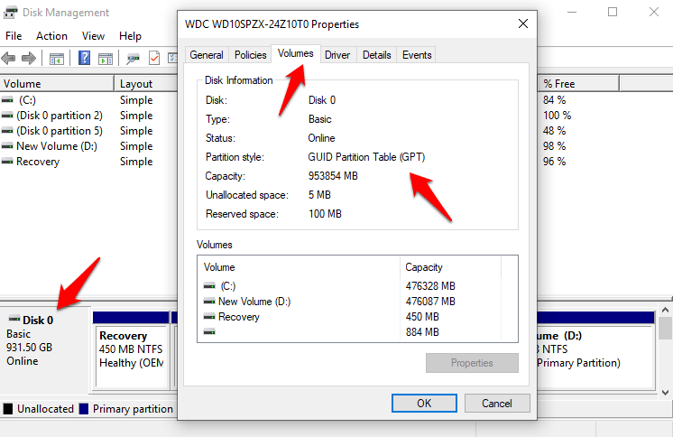 كيفية التحقق من تنسيق GPT أو MBR للقرص الصلب في نظام التشغيل Windows 10 وتحويله - شروحات