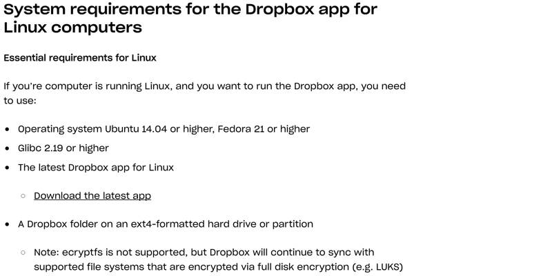 كيفية استخدام Dropbox في نظام ملفات مختلف عن Ext4 في Linux - لينكس
