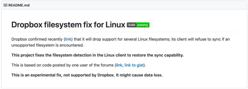 Comment utiliser Dropbox dans un système de fichiers différent de Ext4 sous Linux