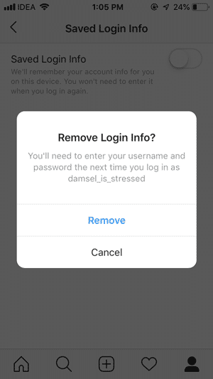 كيفية إزالة معلومات تسجيل الدخول المحفوظة على تطبيق Instagram في نظام iOS؟ - Instagram