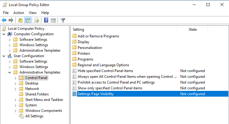 كيفية إخفاء صفحات محددة في تطبيق الإعدادات في Windows 10 - الويندوز 