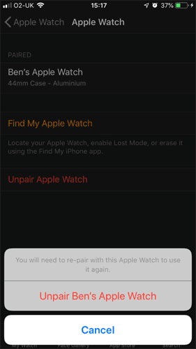كيفية إلغاء الإقتران واستعادة بيانات Apple Watch الخاصة بك - Apple Watch