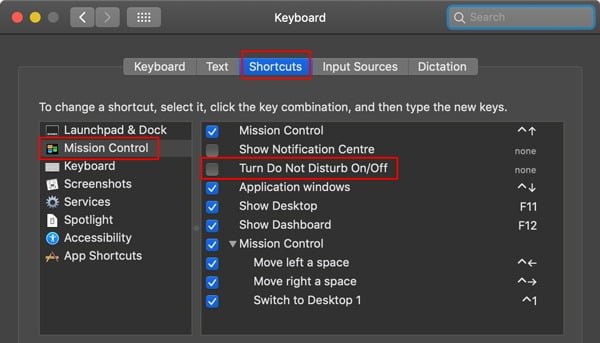 كيفية تعيين اختصار لوحة المفاتيح لـ وضع عدم الإزعاج على جهاز Mac - Mac