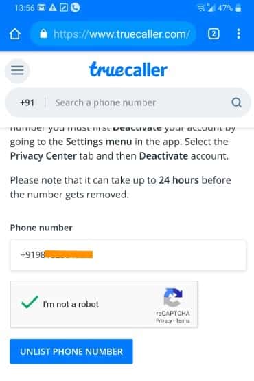 كيفية إزالة البحث عن رقم الهاتف الخاص بك من Truecaller ؟ - شروحات