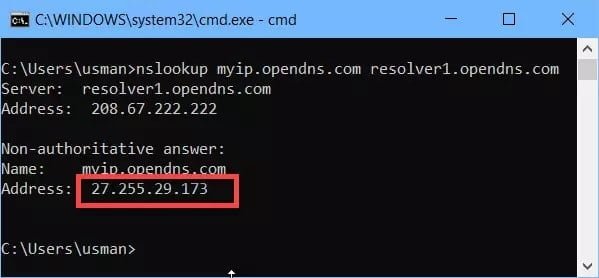 كيفية التحقق من عنوان IP العام باستخدام سطر الأوامر في Windows 10 - الويندوز