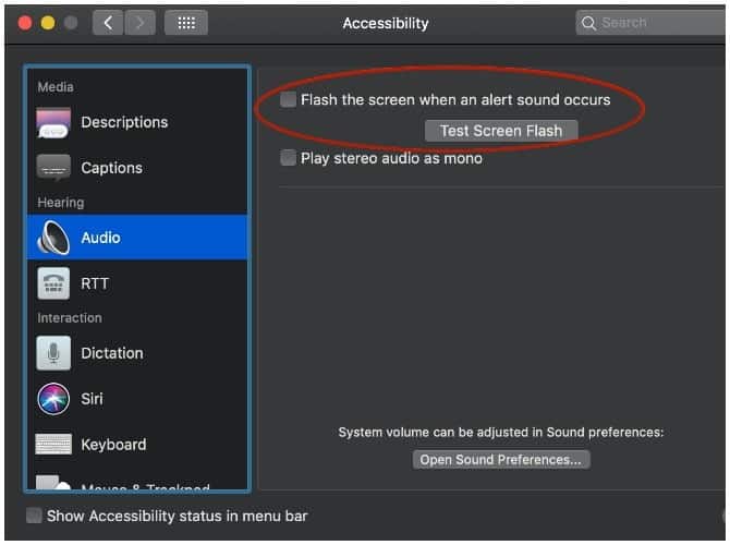 ميزات macOS الأساسية للمستخدمين ذوي الإعاقات السمعية - Mac