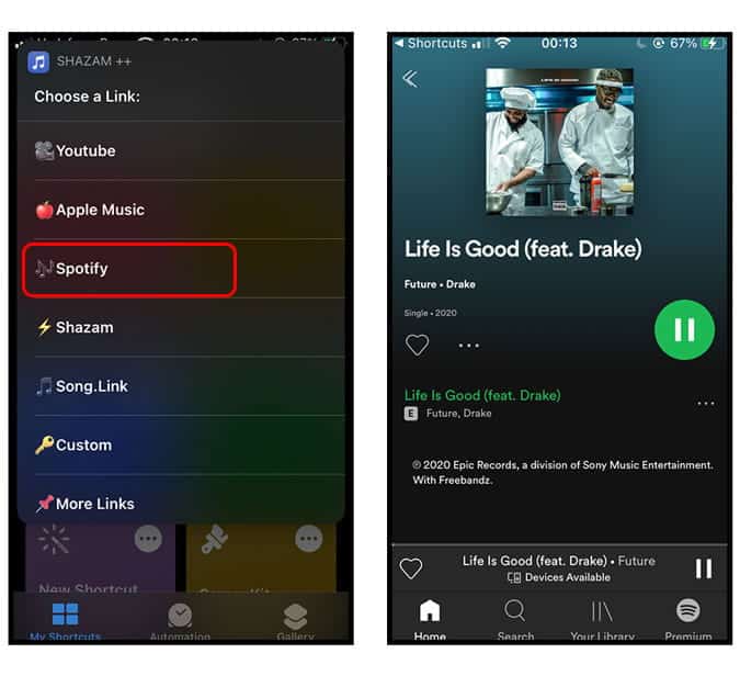 كيفية استخدام Shazam لتشغيل الموسيقى على Spotify بدلاً من Apple Music - iOS