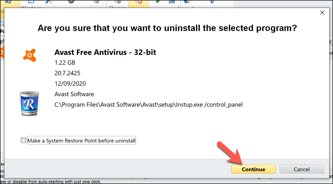 كيفية إلغاء تثبيت Avast على نظام التشغيل Windows 10 - الويندوز