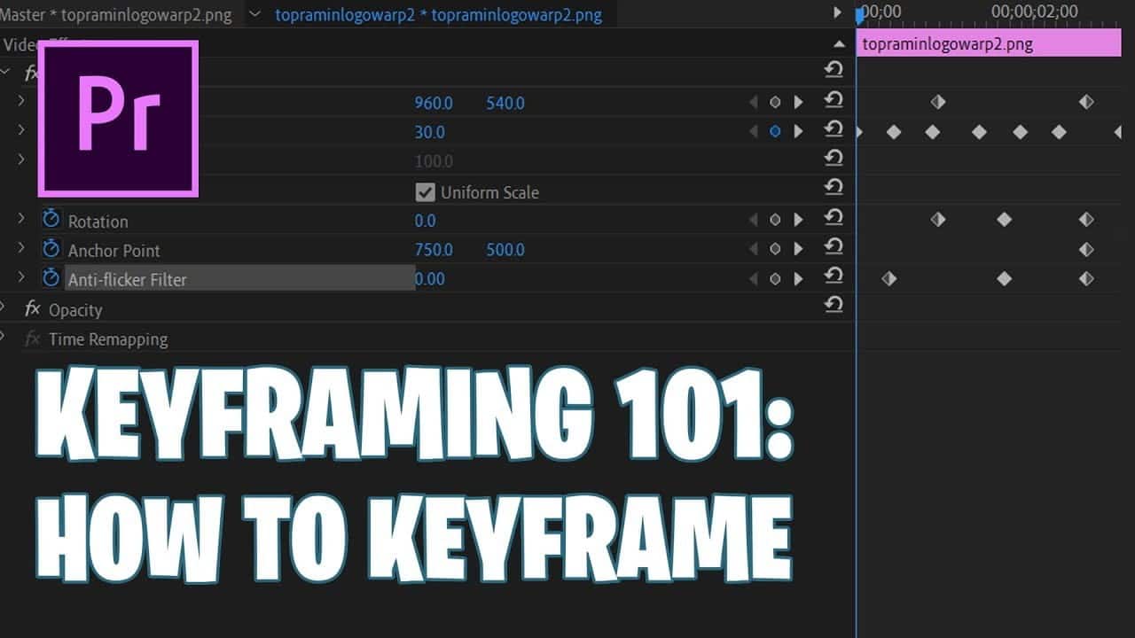 كيفية إضافة الإطارات المفتاحية (Keyframes) في Adobe Premiere Pro - شروحات