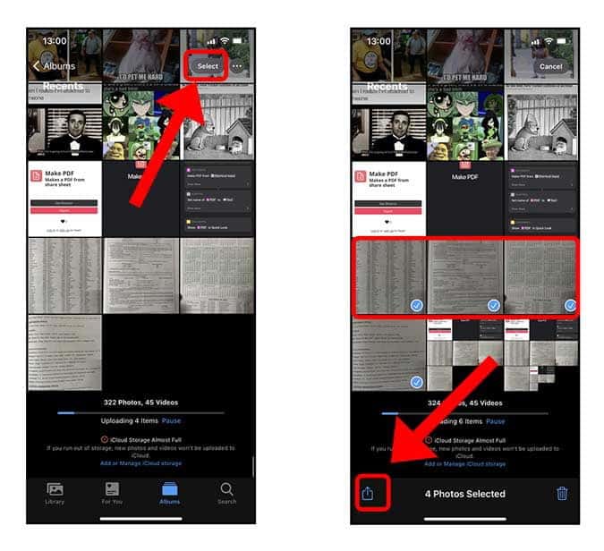 كيفية دمج صور متعددة في ملف PDF واحد على iPhone - iOS