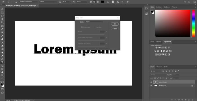 كيفية جعل النص منحني في Photoshop - شروحات