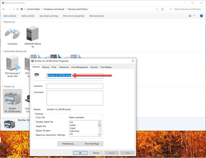 كيفية إعادة تسمية الطابعة في نظام التشغيل Windows 10 - الويندوز