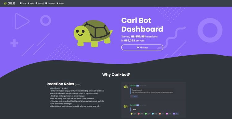 Carl bot dashboard
