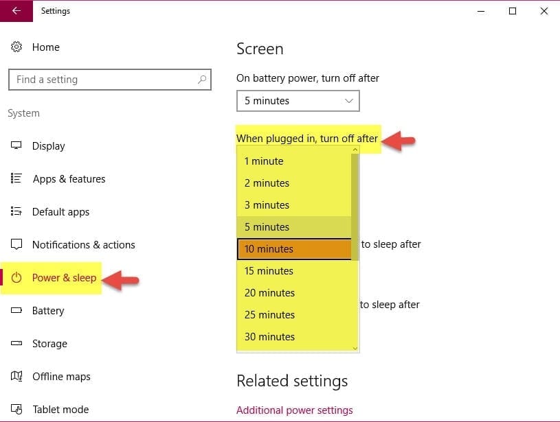 كيفية التحكم في إضاءة و قفل الشاشة في Windows 10 للحفاظ على الطاقة - الويندوز