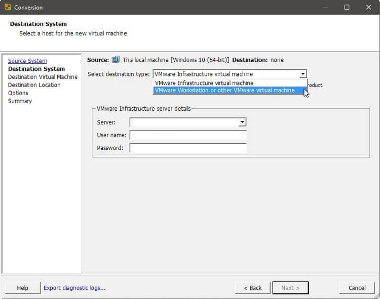 استنساخ Windows إلى جهاز افتراضي باستخدام vCenter Converter Standalone من VMware - الويندوز