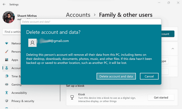 كيفية إزالة حسابات المستخدمين في Windows 11 - الويندوز