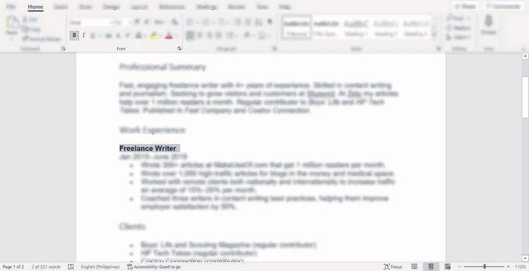 Quelques astuces Microsoft Word pour améliorer votre ancien CV - Explications 