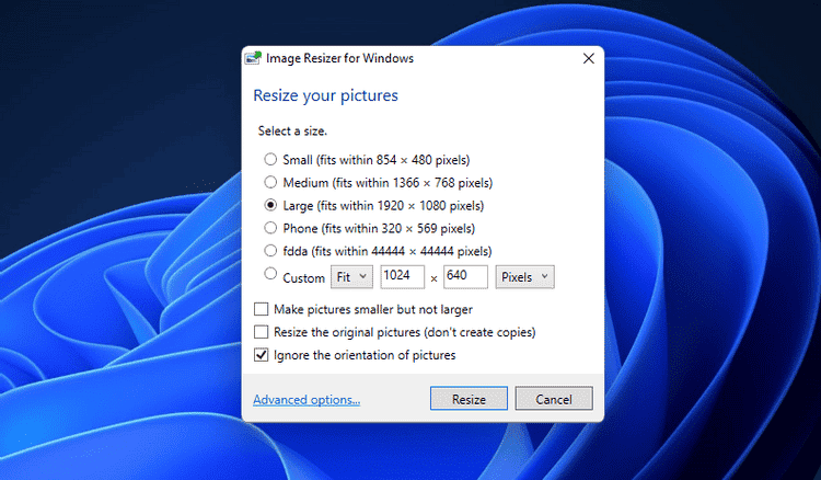كيفية إضافة خيارات تغيير حجم الصور إلى قائمة سياق Windows 11 - الويندوز