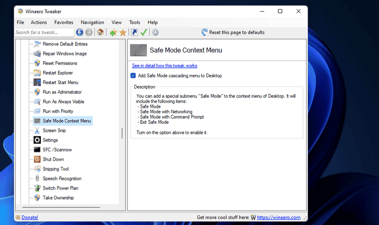 كيفية إضافة خيار الوضع الآمن إلى قائمة السياق في Windows 11 - الويندوز