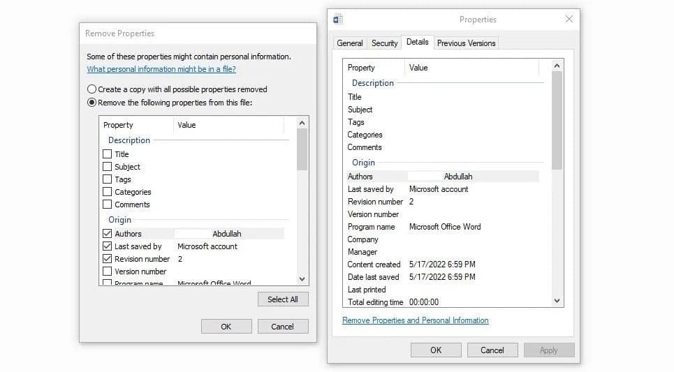 كيفية إزالة معلوماتك الشخصية من البيانات الوصفية للملف على Windows - الويندوز
