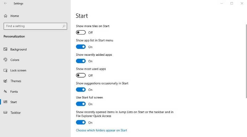 كيفية تمكين или же تعطيل "قائمة ابدأ" بملء شاشة Windows - الويندوز
