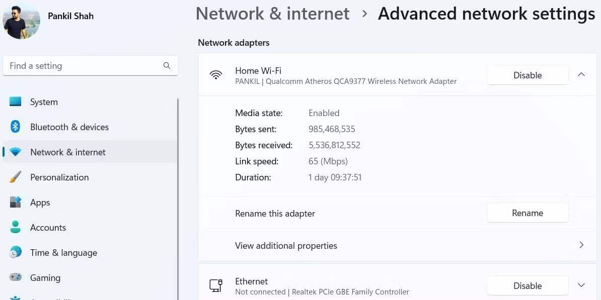 كيفية إعادة تسمية محول الشبكة على Windows 11 - الويندوز