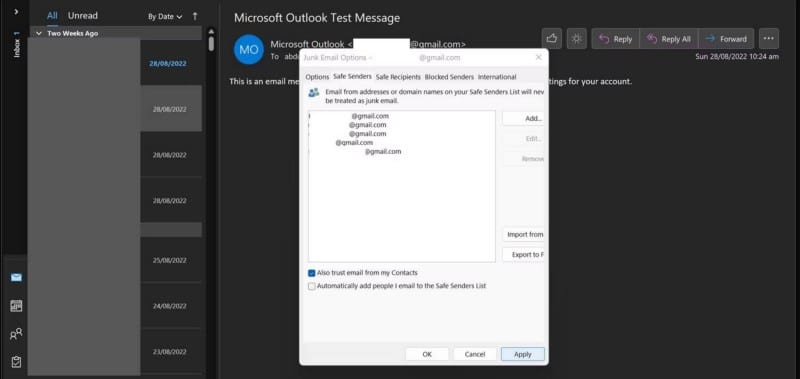 كيفية إضافة عناوين البريد الإلكتروني في Outlook إلى القائمة البيضاء - شروحات