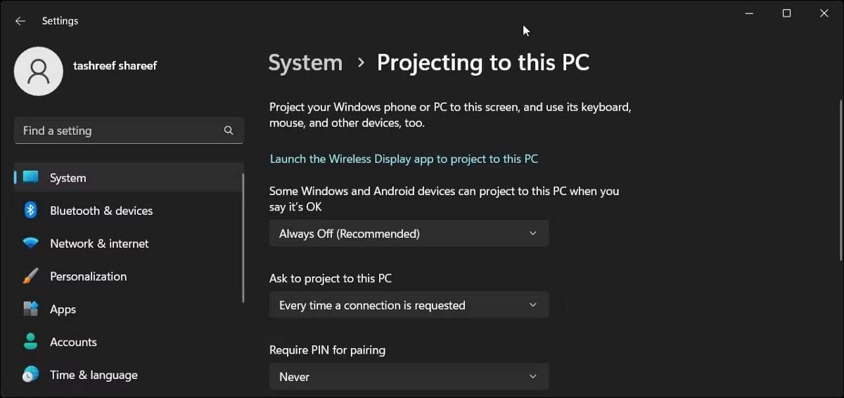 طرق للتحقق مما إذا كان الكمبيوتر بنظام Windows 11 يدعم Miracast - الويندوز