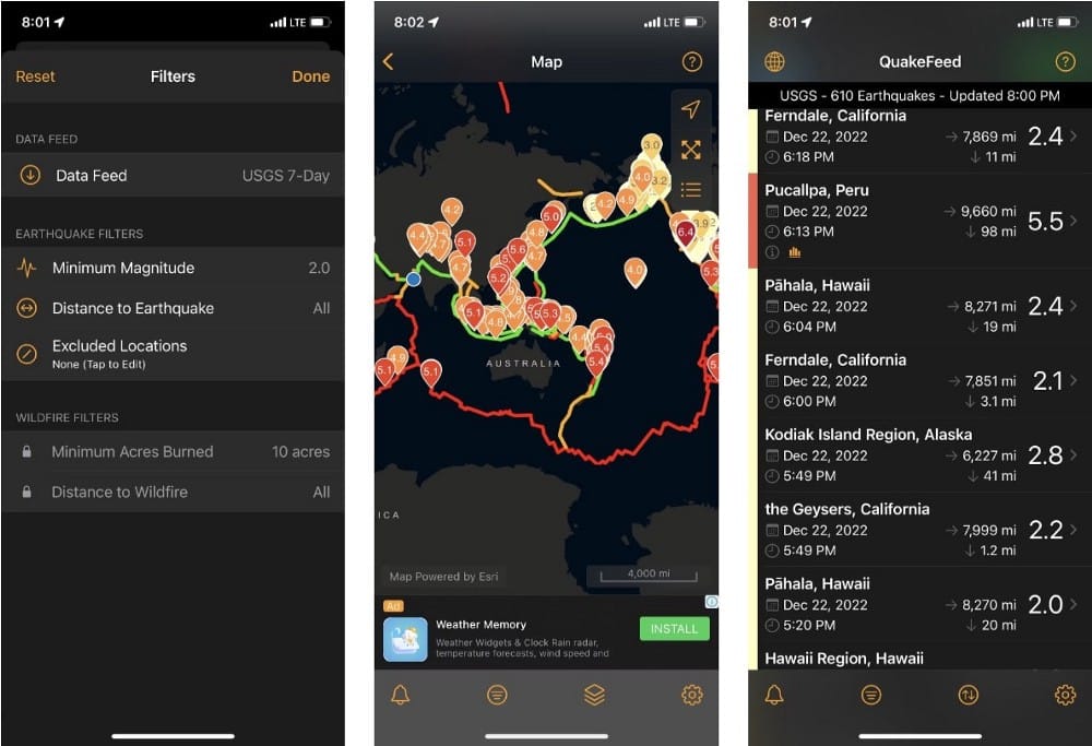أفضل التطبيقات لتنبيهات الزلازل وتتبعها على iPhone - iOS