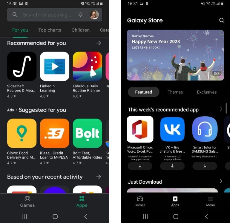 مقارنة بين Play Store و Galaxy Store: ما الفرق وأيهما يجب استخدامه؟ - Android