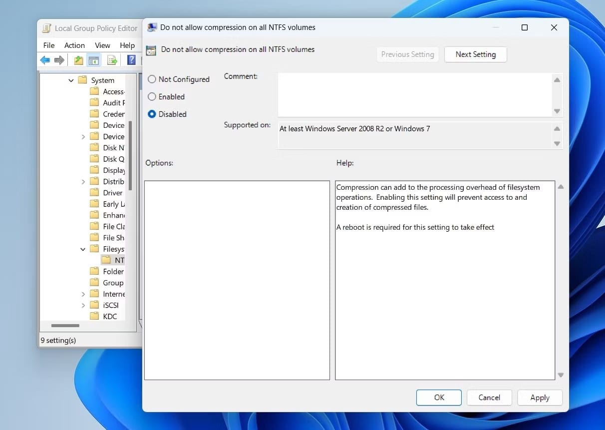 طرق تمكين أو تعطيل ضغط ملفات NTFS في Windows 11 - شروحات