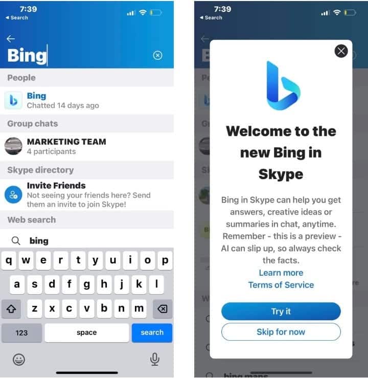 1XkbYdzJopwfoZrVnIzqUoQ DzTechs | كيفية استخدام Bing Chat على Skype