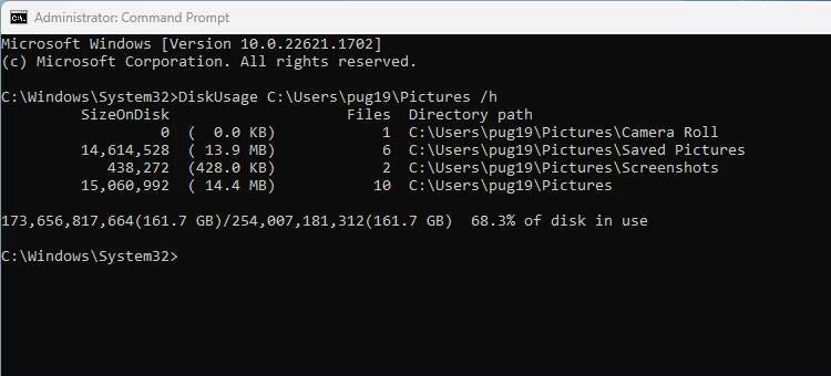 كيفية استخدام الأمر DiskUsage لتحليل السعة التخزينية على Windows - الويندوز