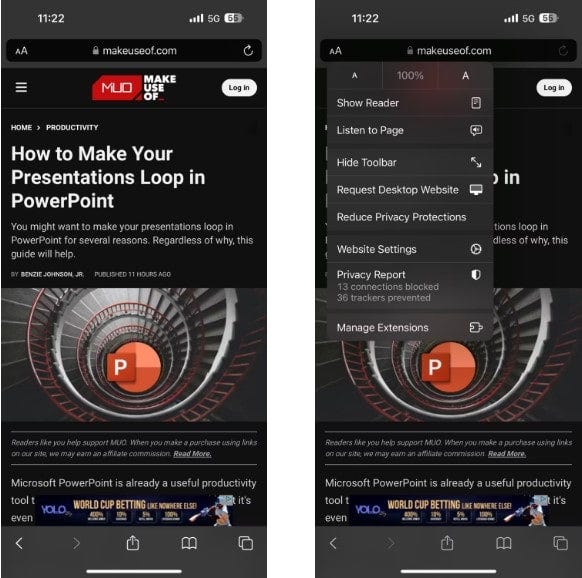 كيفية الاستماع إلى المقالات في Safari على الـ iPhone أو الـ iPad - iOS iPadOS