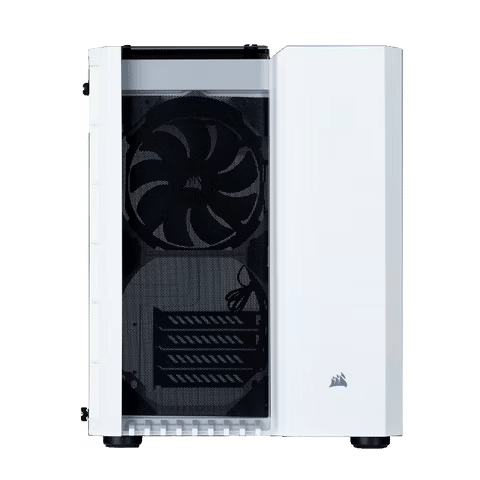 corsair crystal 280x white pc case from front.avif | أفضل خيارات صناديق الكمبيوتر البيضاء المُتاحة في هذا العام