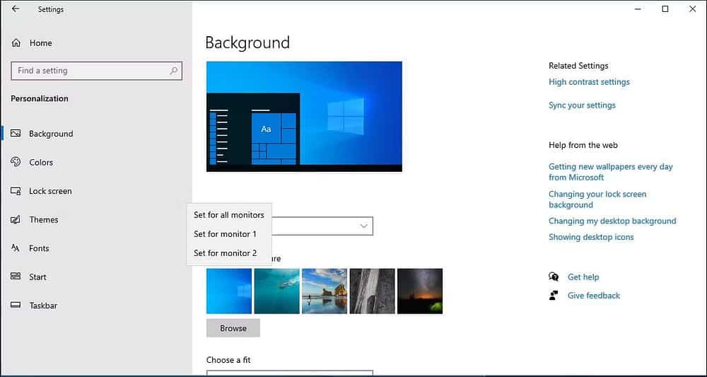 كيفية استخدام خلفيات مُختلفة لكل شاشة خارجية مُتصلة في Windows 10/11 - الويندوز