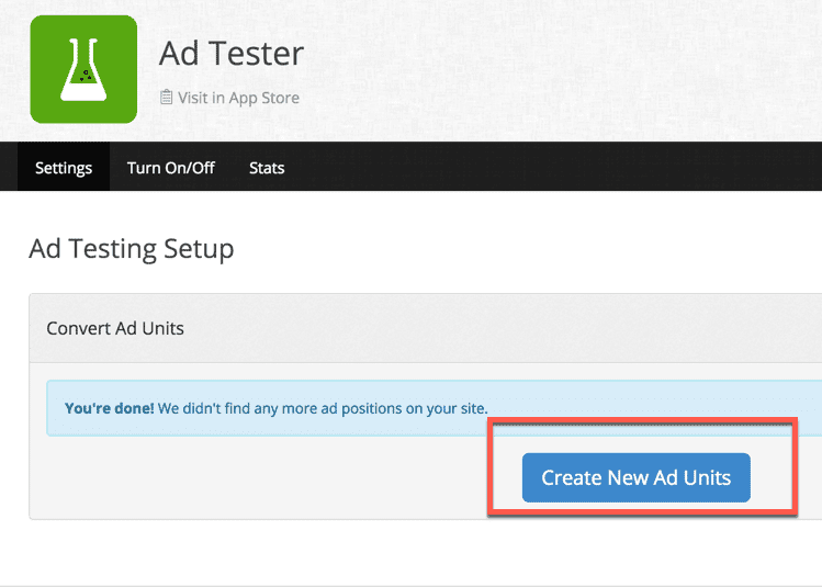 إنشاء وحدة إعلانية لإعداد Ad Testing